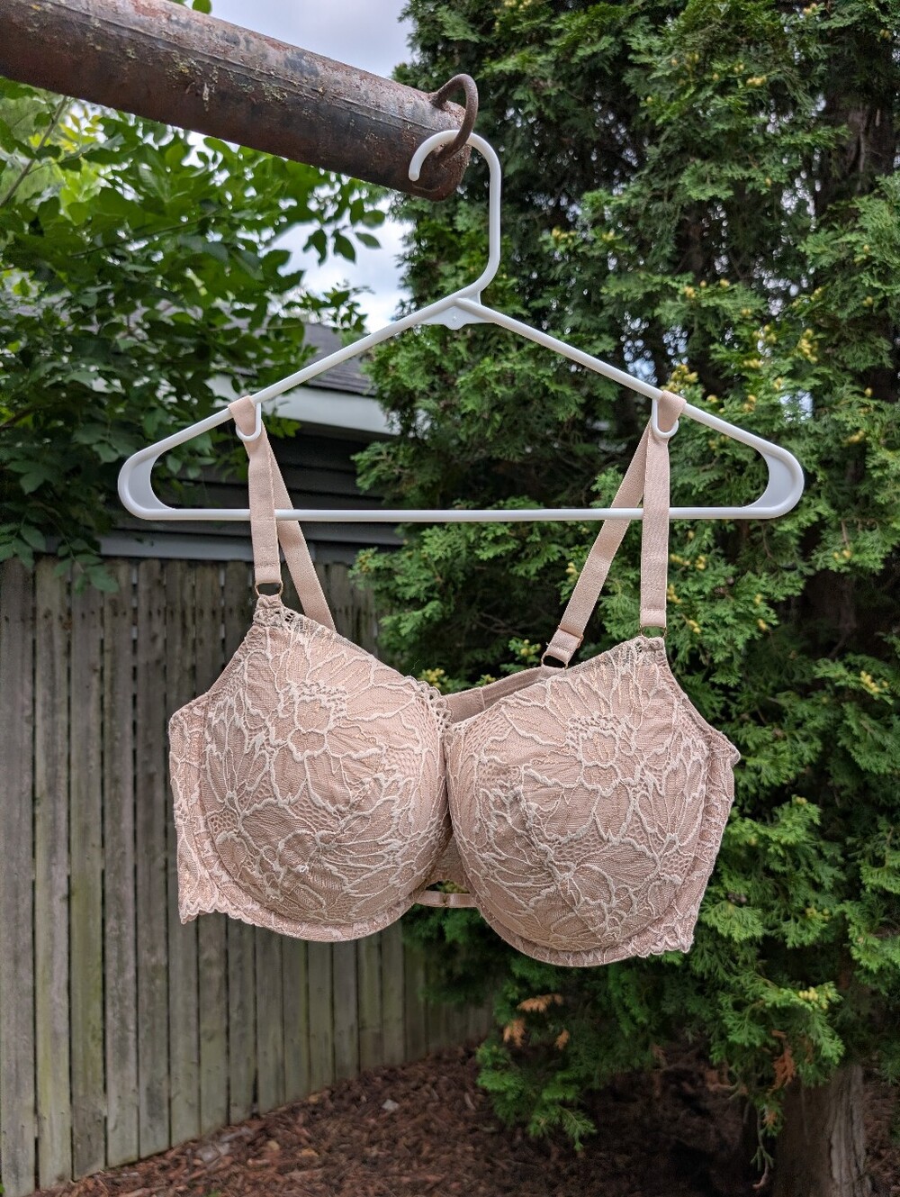 Adored By Adore Me Women's Tan Full Coverage Floral Underwire Bra Size 40D